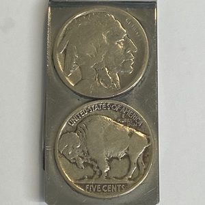 Vintage Double Buffalo Nickels Money Clip